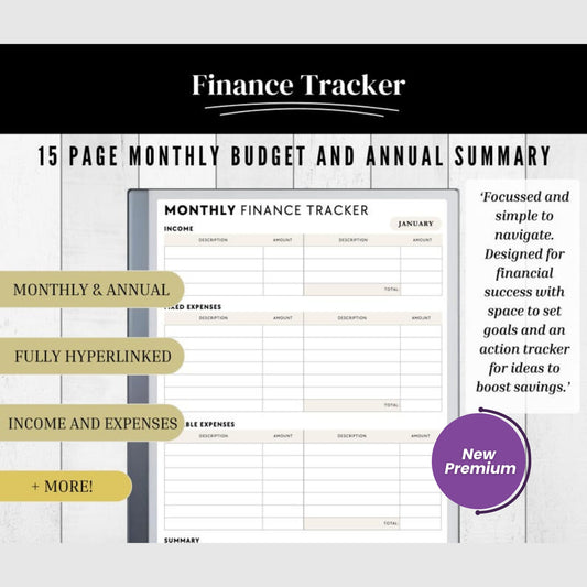 Finance Template for reMarkable 1 & 2 | Personal Finance & Budget Planner | Income & Expense Tracker PDF