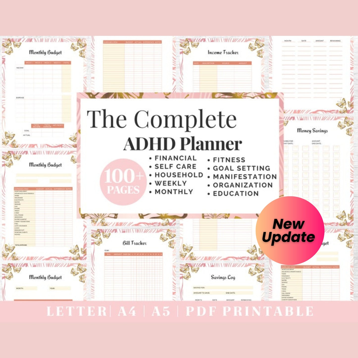 ADHD Planner Bundle | Adult ADHD Life Organizer | Printable Journal Templates in US Letter, A4 & A5
