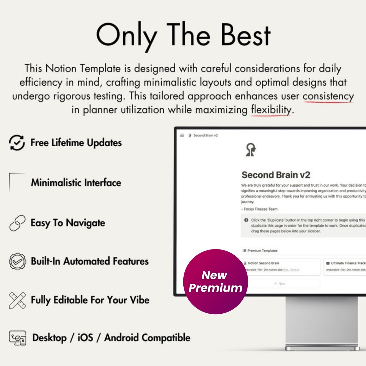 Second Brain Notion Planner – Boost Focus, Organize Your Life, and Manage Tasks with Ease