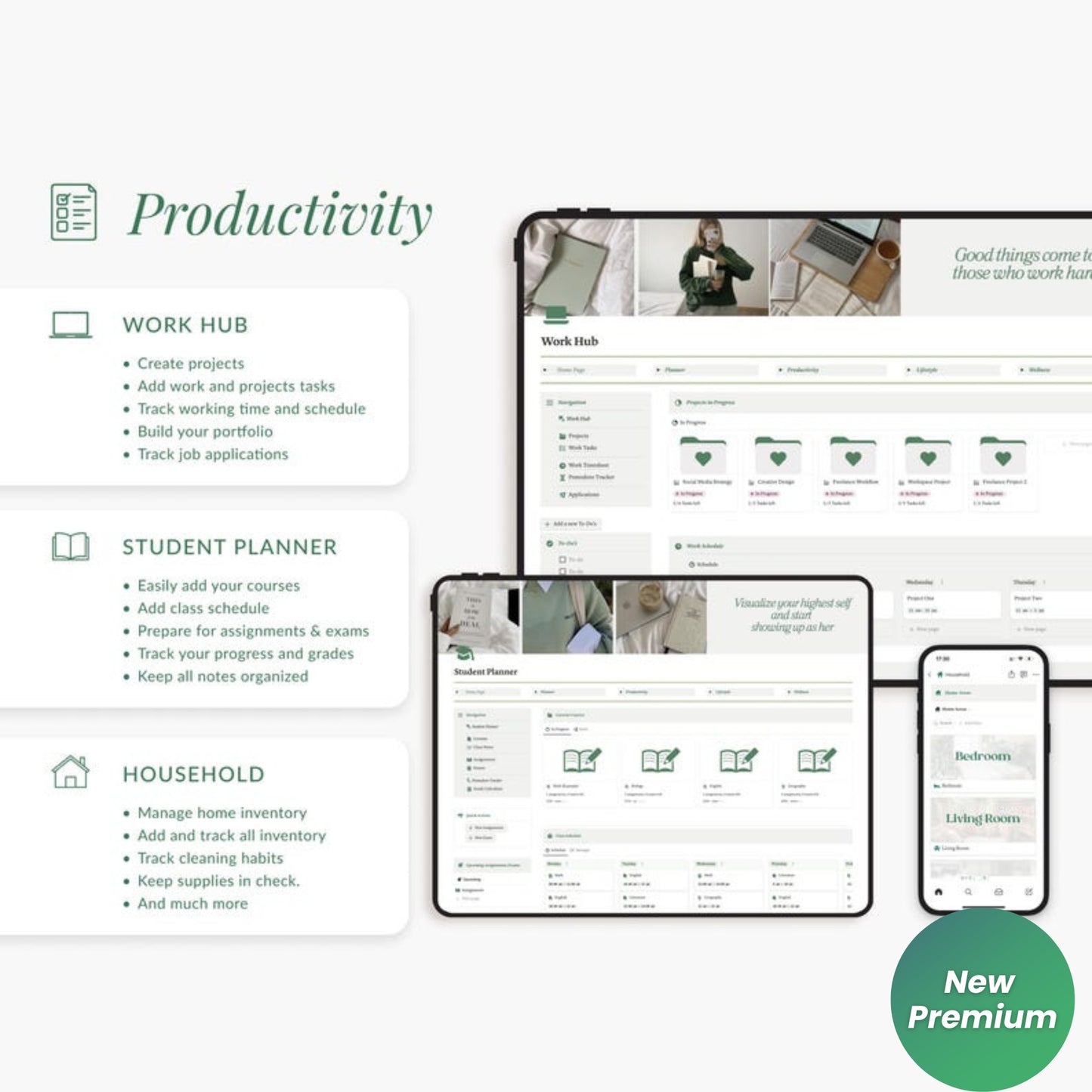 2025 Notion Life Planner Template | That Girl Matcha Aesthetic | Minimalist ADHD-Friendly All-in-One Digital Dashboard