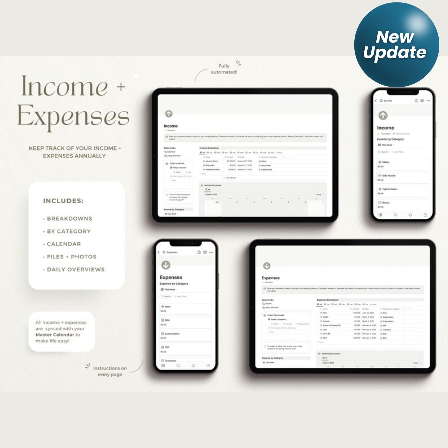 Notion Finance Template | Monthly Budget & Paycheck Planner | Minimal Notion Dashboard