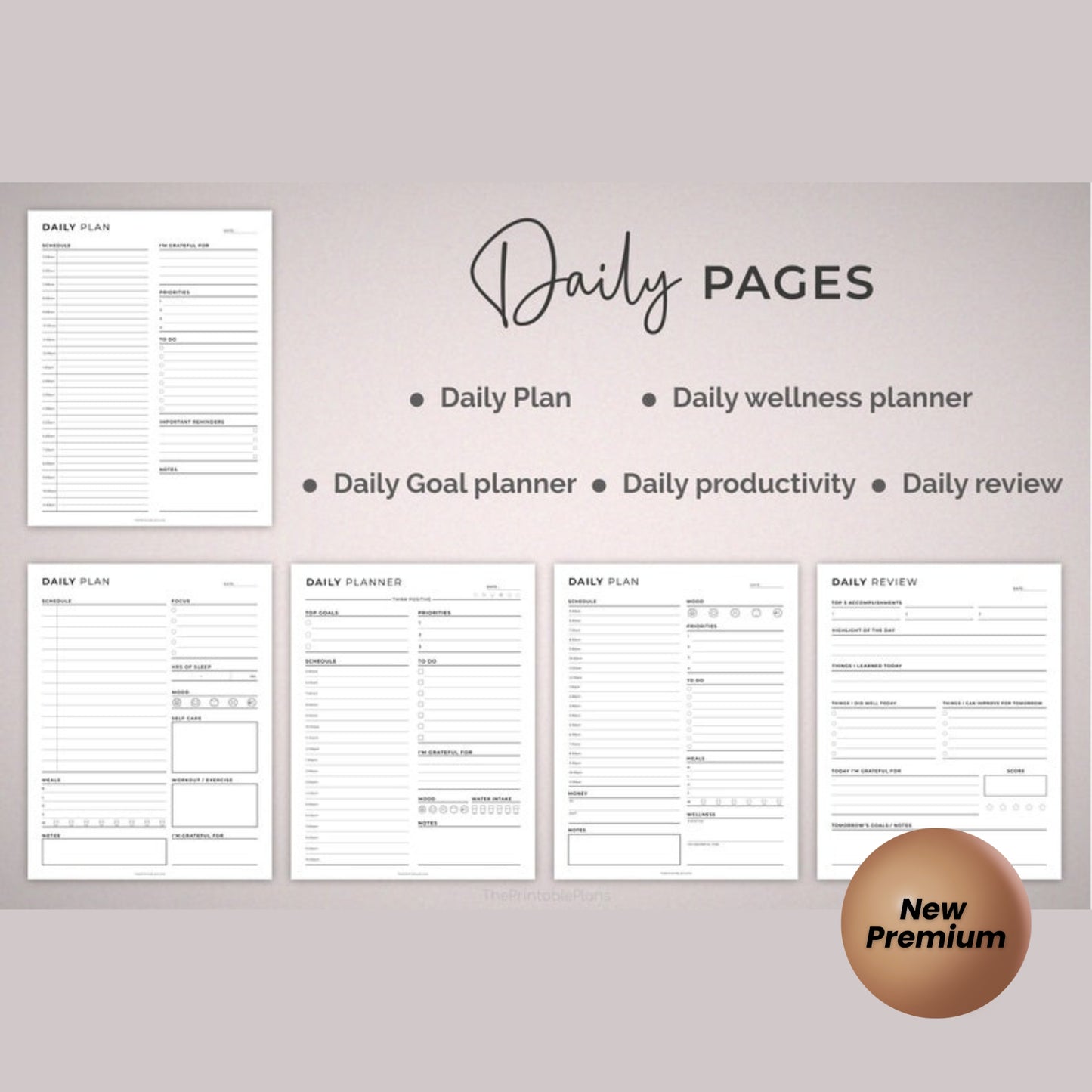 Personal Planner Printable Bundle – Daily, Weekly, Monthly Planners | Goal Setting, Health, Finance, Productivity | 5 Sizes | POMODORO + Year Calendar