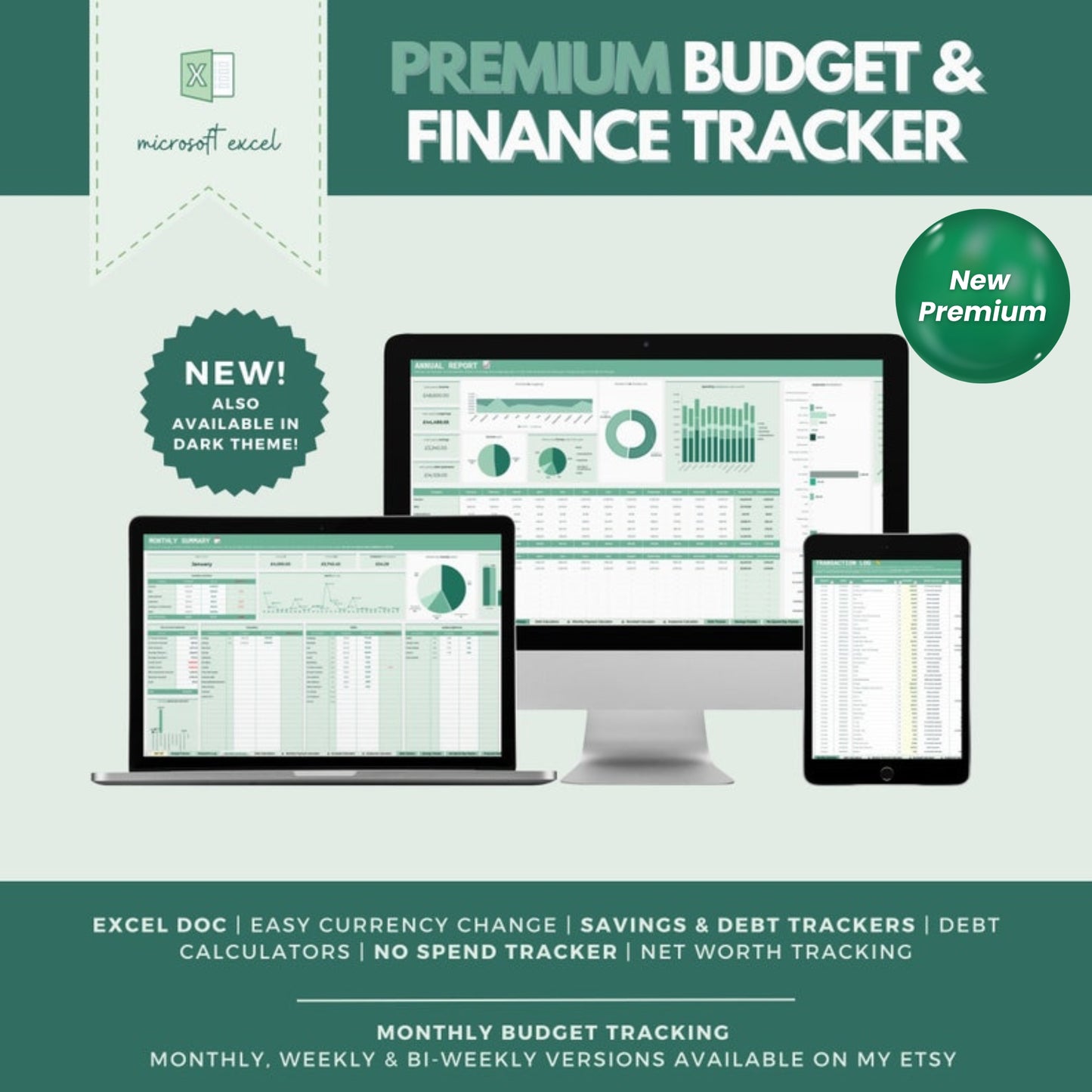 Excel Premium Budget & Finance Tracker | Monthly & Annual Budget Spreadsheet | Savings, Debt & Finance Organizer
