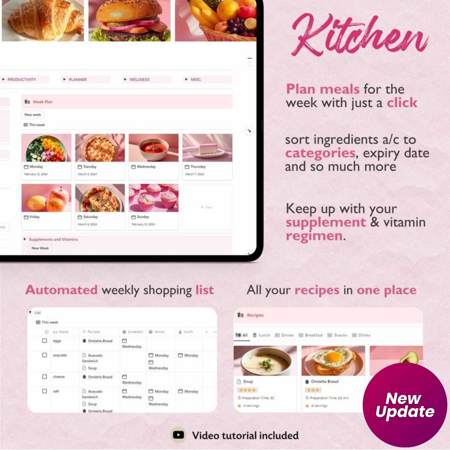 2025 Notion Life Planner – Pink All-in-One Notion Template | Girl Aesthetic Dashboard | Ultimate Digital Notion Planner