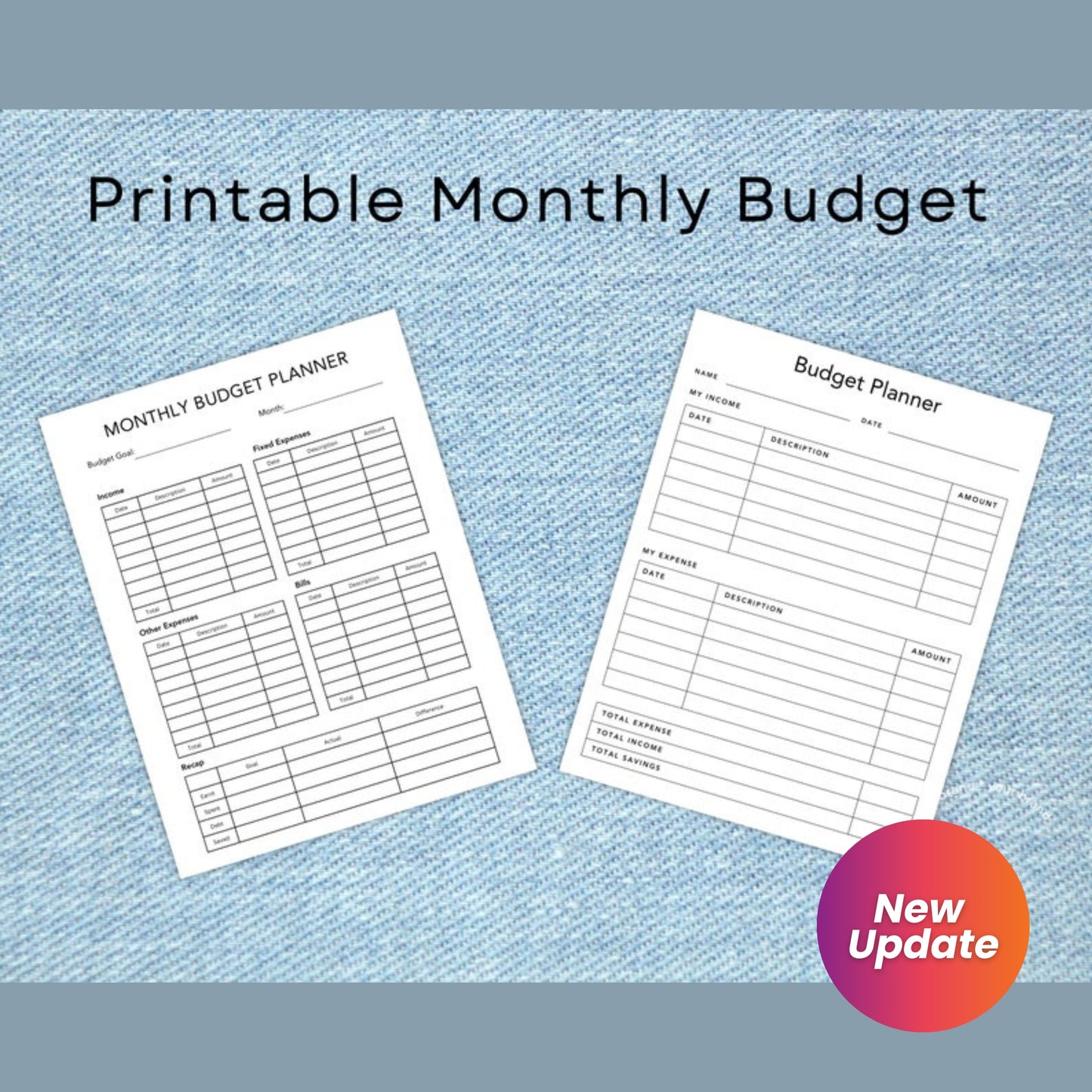 Monthly Budget Printable Planner | Digital Budget Binder PDF | Minimalist Budget Log & Tracker | 16 Pages | 5 Sizes
