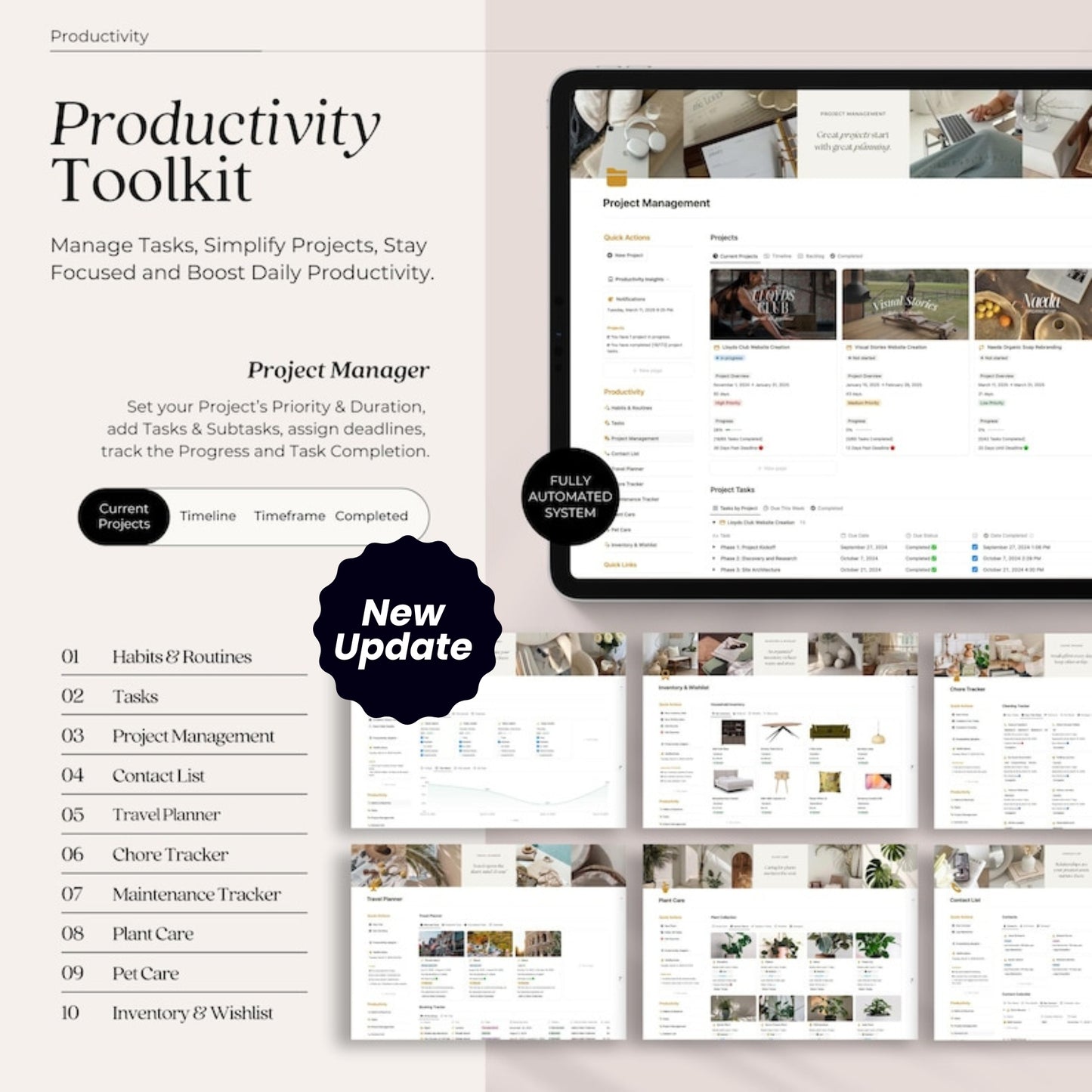 All-In-One Life Planner Notion Template (Undated) | Daily Planner, Goals, Wellness, Mindfulness, Fitness, Nutrition, Finance & More