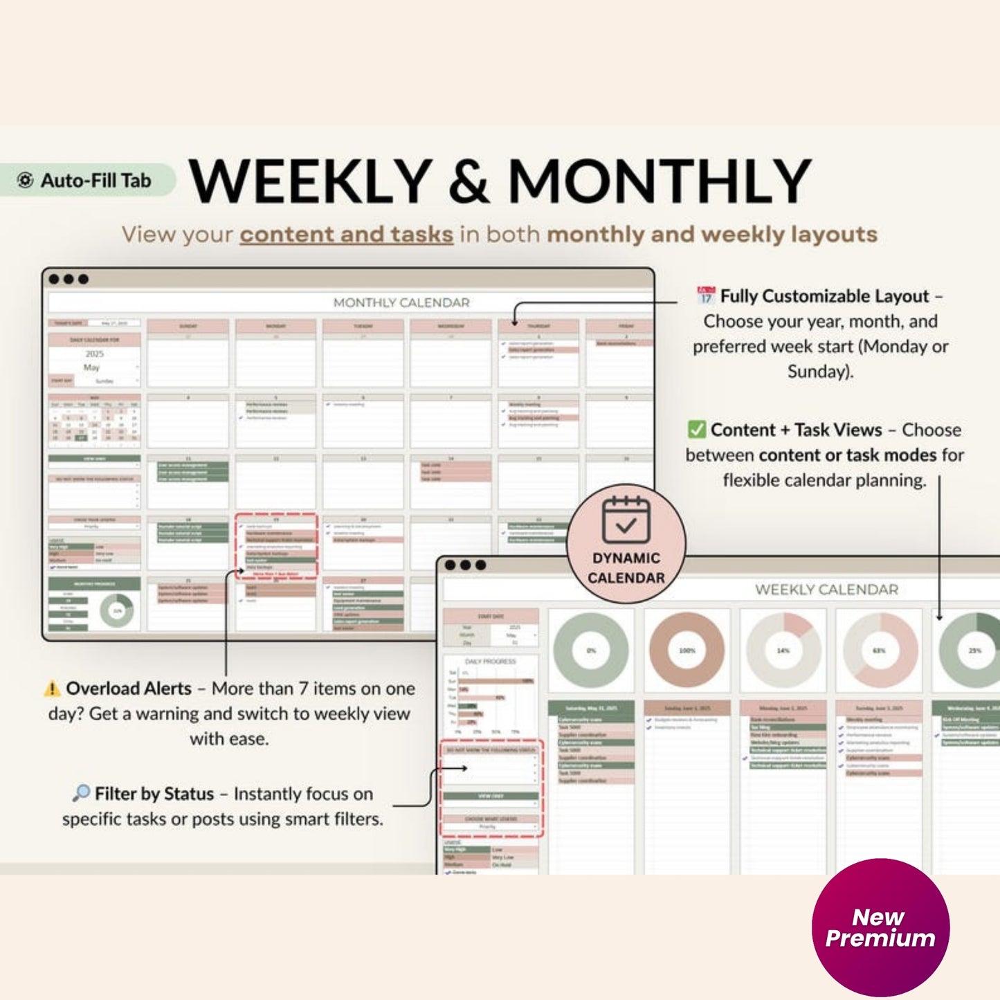 Social Media Content Planner Spreadsheet | Monthly Content Calendar | Google Sheets & Excel Template for Instagram, TikTok, YouTube