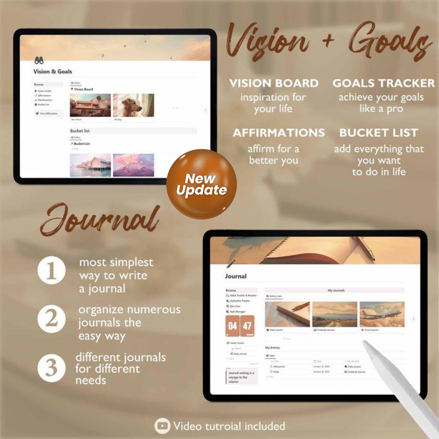 2025 Notion Life Planner | All-In-One Aesthetic Notion Dashboard Template | Ultimate Digital Organizer