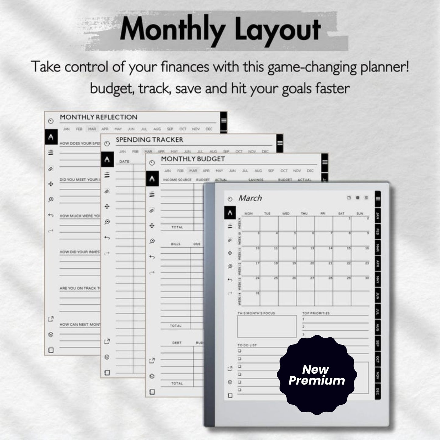 Financial Planner for reMarkable 2 | 2025 Budget Planner | Expense Tracker | Savings & Paycheck Tracker | Digital Download