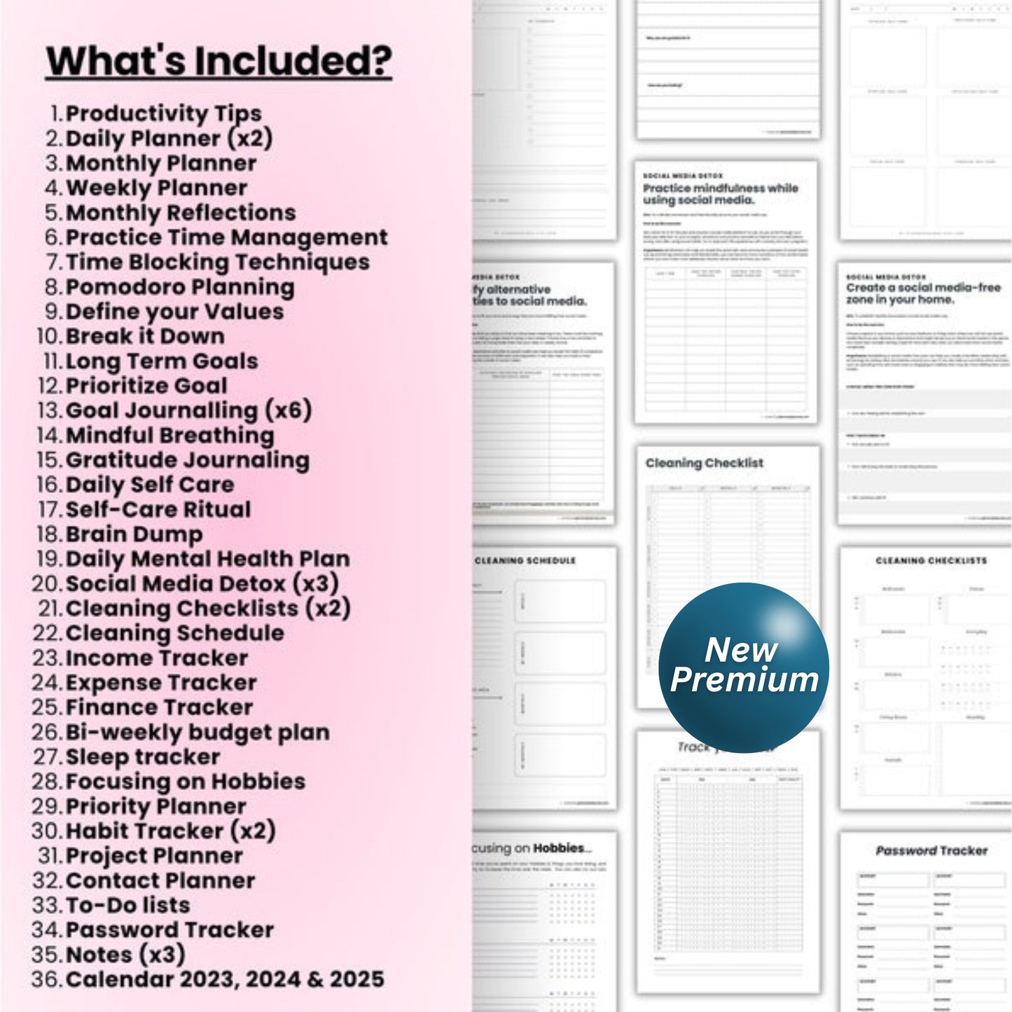 2025 Daily Productivity Planner | Printable & Digital PDF | Goal Setter, Finance Tracker, Life Organizer, ADHD-Friendly Schedule