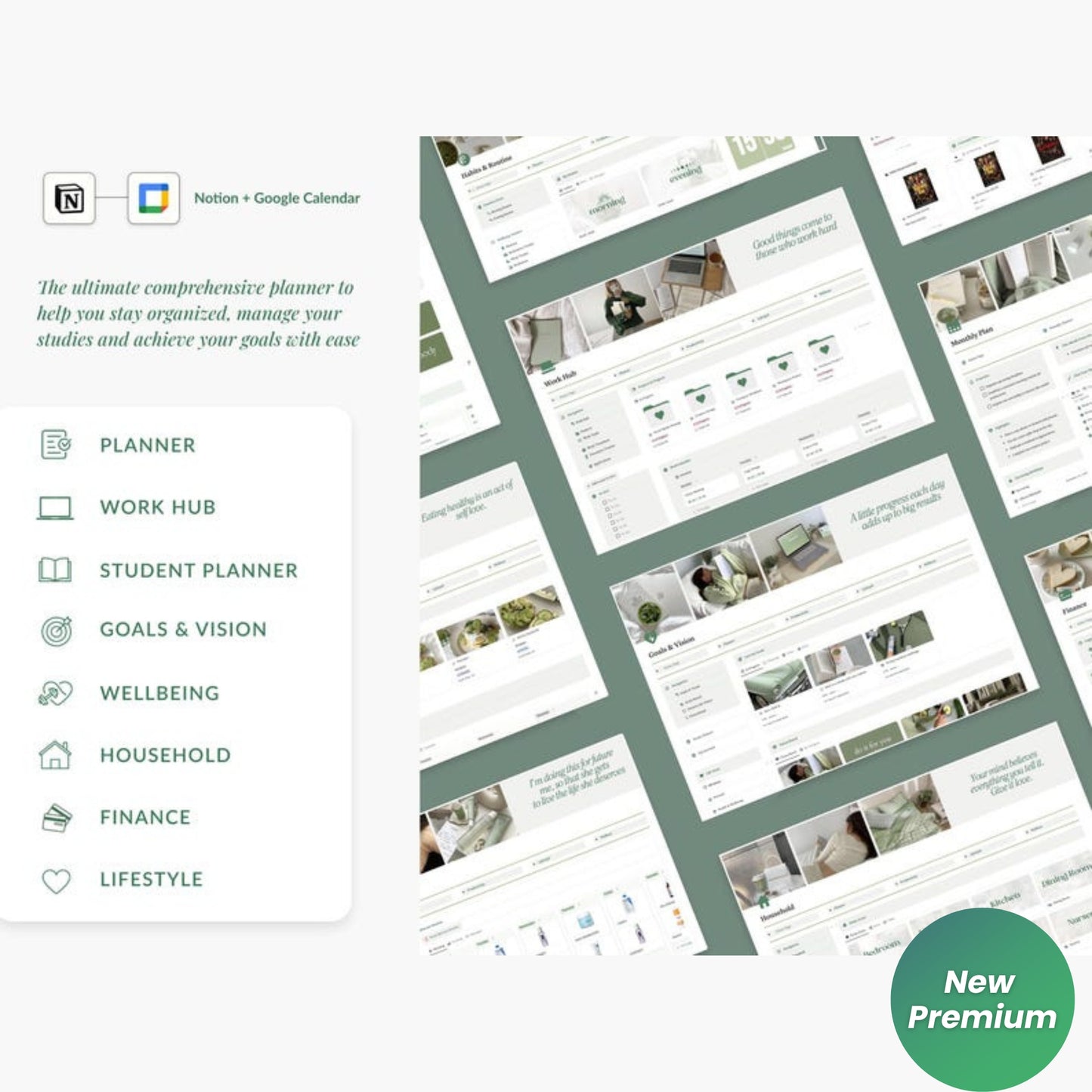 2025 Notion Life Planner Template | That Girl Matcha Aesthetic | Minimalist ADHD-Friendly All-in-One Digital Dashboard