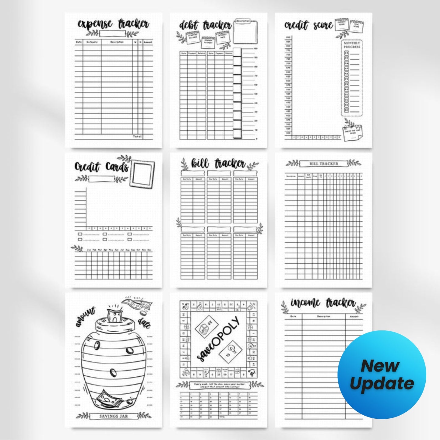 Printable Finance Trackers Bundle | Budget Planner Binder | Editable Finance Planner Inserts | Expense Log | Savings Games | Bujo Templates