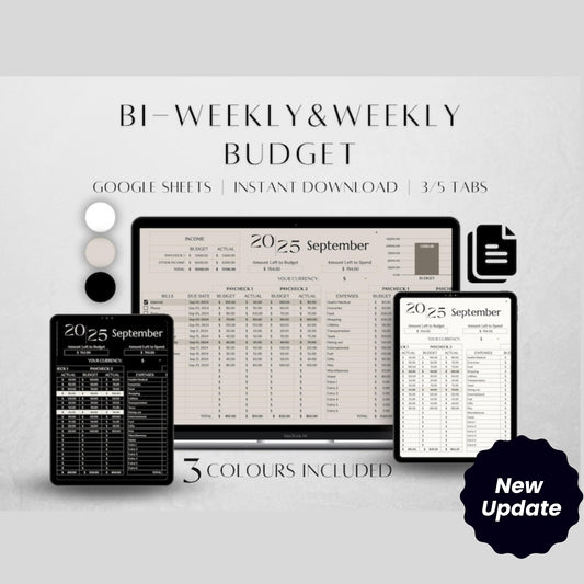 Paycheck Budget Spreadsheet | Biweekly & Weekly Budget Template | Google Sheets Budget Planner | Bill Tracker 2024-2025