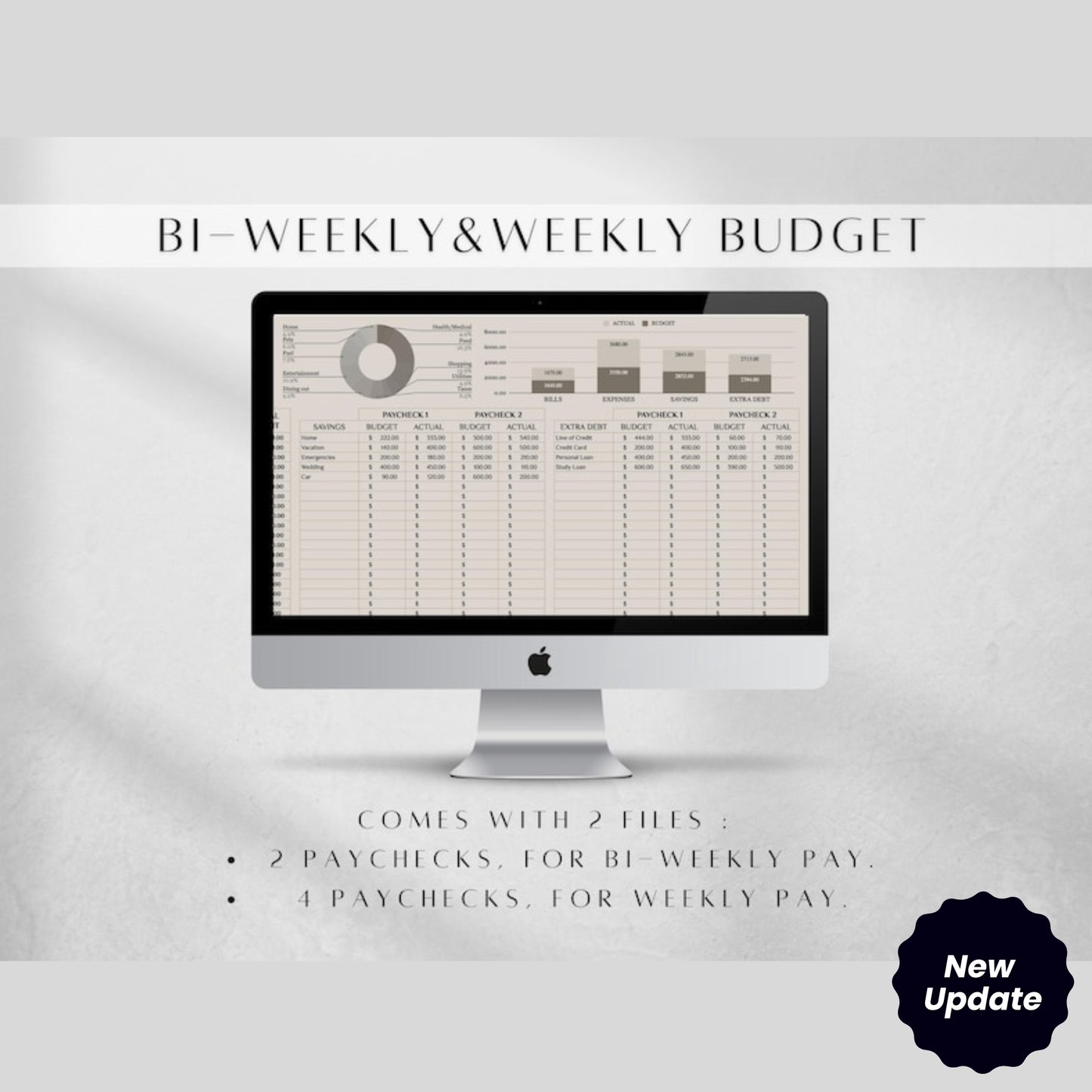 Paycheck Budget Spreadsheet | Biweekly & Weekly Budget Template | Google Sheets Budget Planner | Bill Tracker 2024-2025