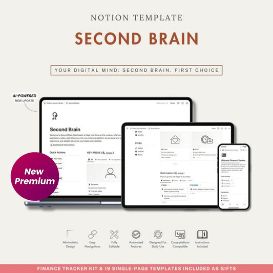 Second Brain Notion Planner – Boost Focus, Organize Your Life, and Manage Tasks with Ease