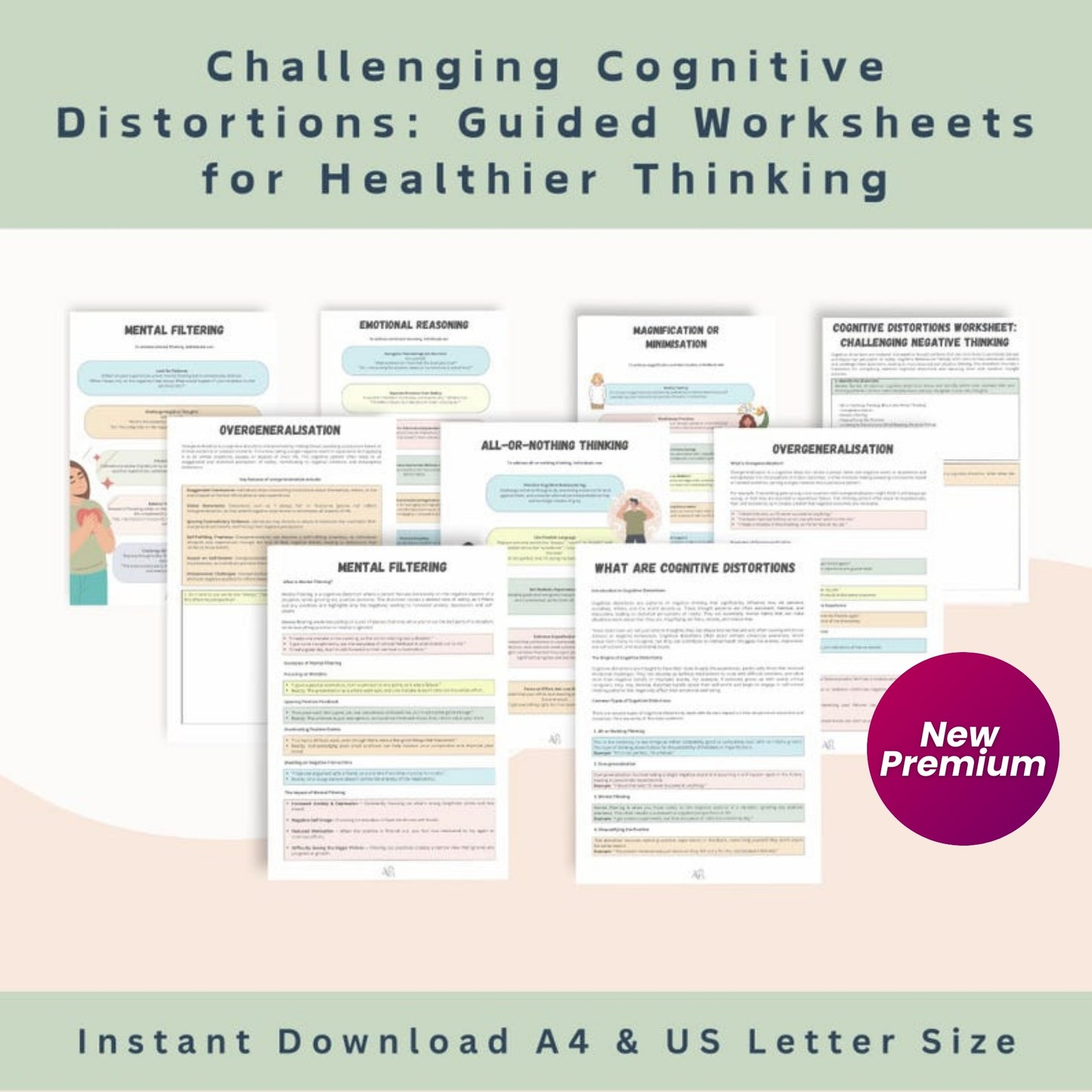 ADHD Executive Functioning Bundle | 400+ Pages Therapy Worksheets & 120 Cards | Coping Skills, Time Management, Emotional Regulation | Teens & Adults