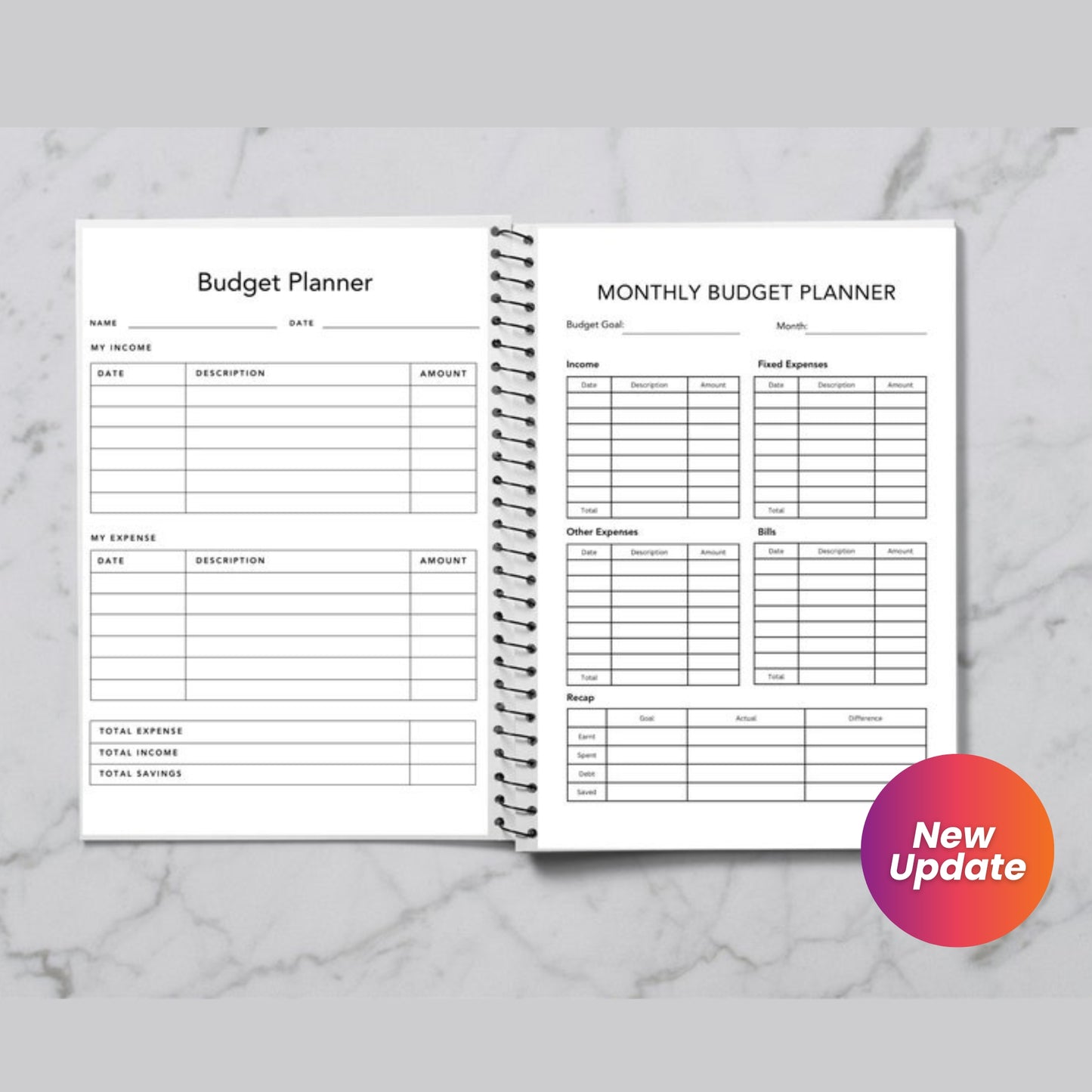 Monthly Budget Printable Planner | Digital Budget Binder PDF | Minimalist Budget Log & Tracker | 16 Pages | 5 Sizes