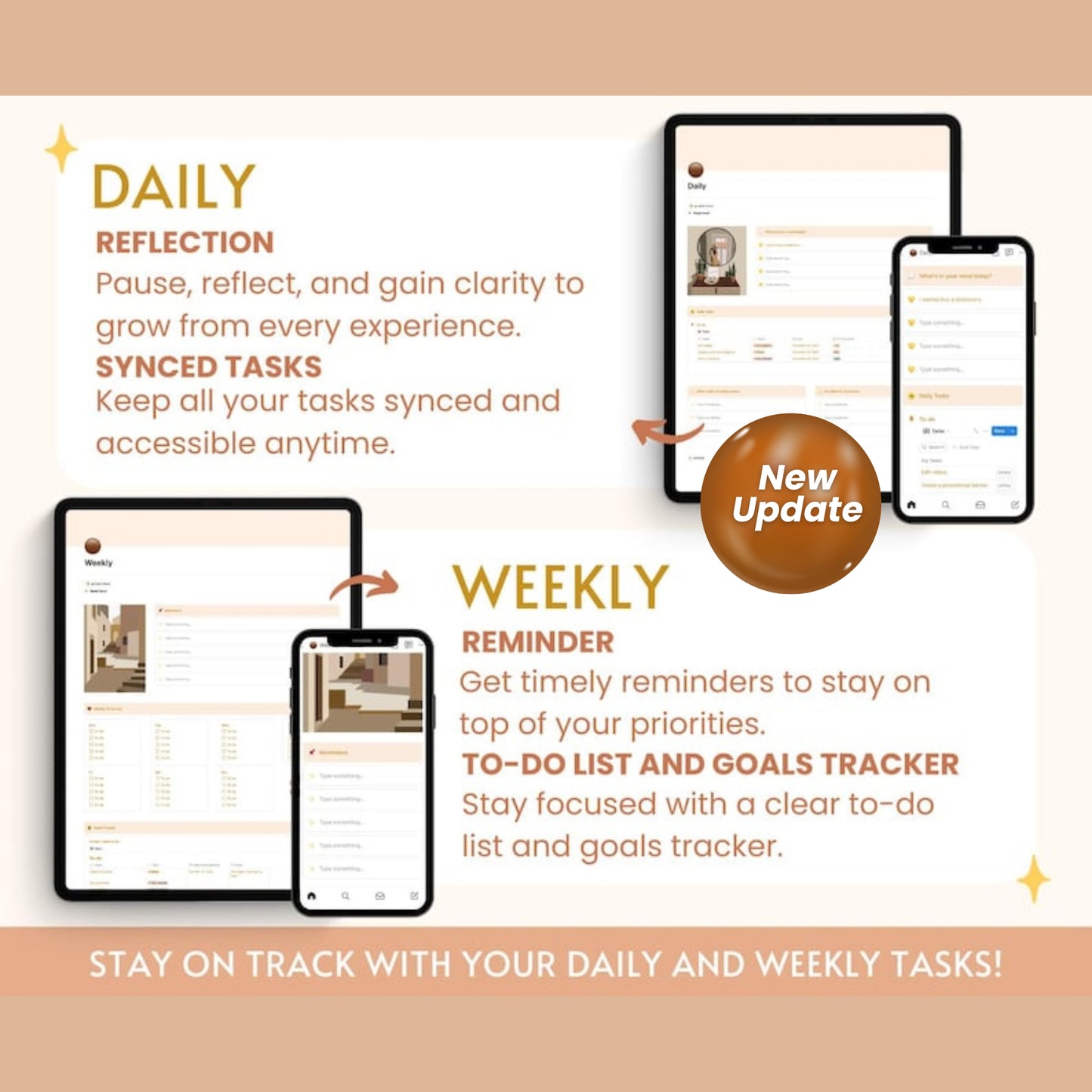 Notion Template All-in-One Life Planner | Aesthetic Notion Dashboard | Simple Notion ADHD Planner for Daily Tasks and Goals