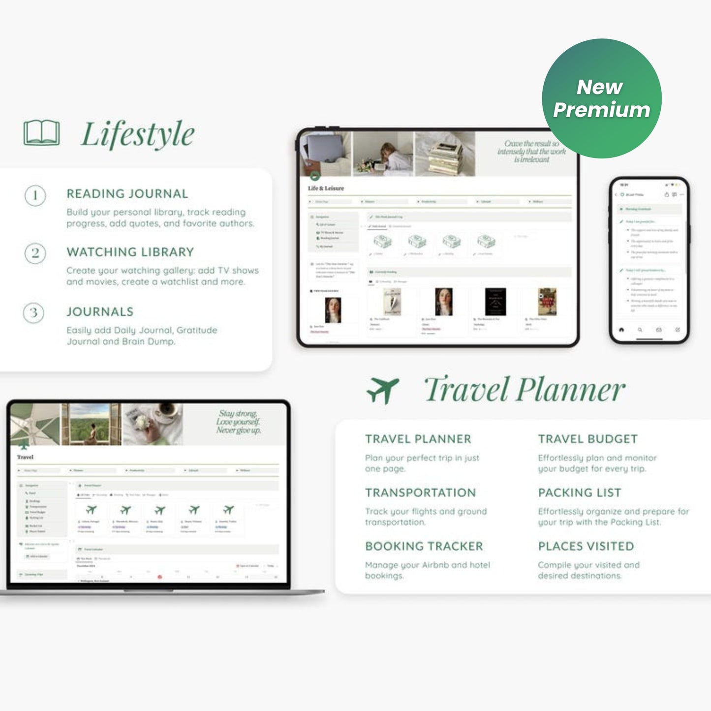 2025 Notion Life Planner Template | That Girl Matcha Aesthetic | Minimalist ADHD-Friendly All-in-One Digital Dashboard