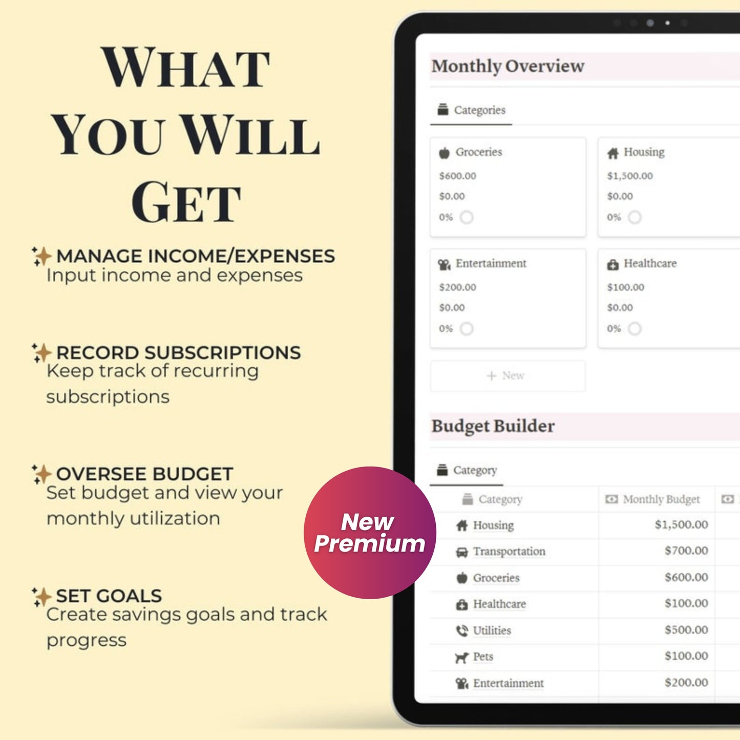 Notion Budget Tracker Template | Digital Finance Planner for Personal, Couple & Household Expenses