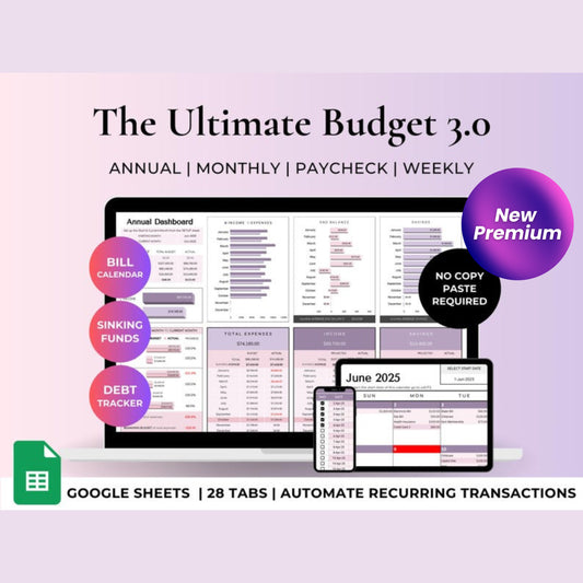 Ultimate Annual Budget Spreadsheet for Google Sheets | Family Budget Planner | Monthly Budget | Bill, Savings & Debt Tracker