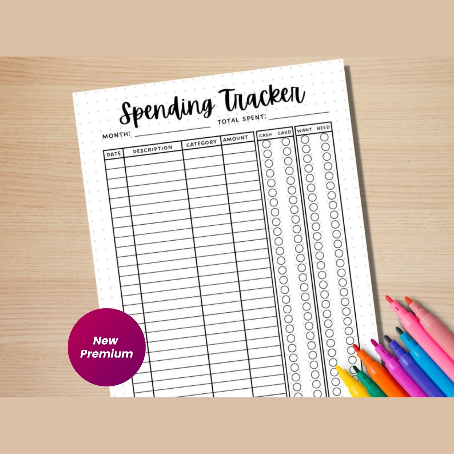 Spending Tracker Printable Journal Page – Expense & Finance Log – A4 & A5 Planner Pages – Money Tracker  – Instant Download